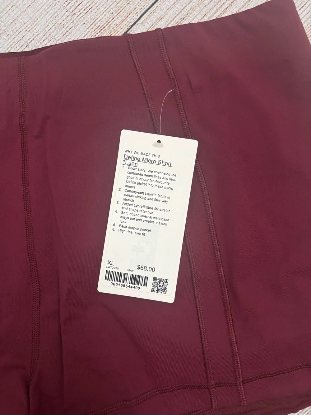 Lululemon Burgundy Define Micro High-Waisted Shorts